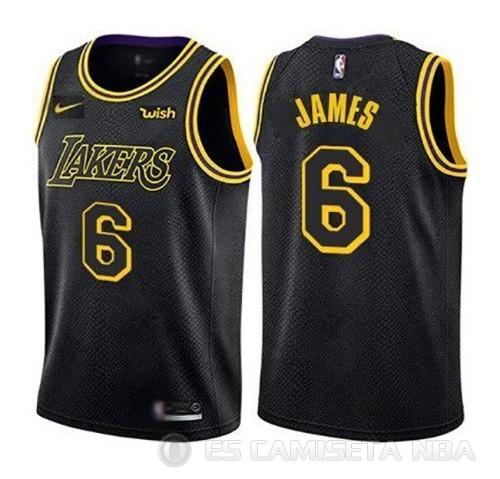 Camiseta LeBron James #6 Los Angeles Lakers Ciudad 2019 Negro - Haga un click en la imagen para cerrar